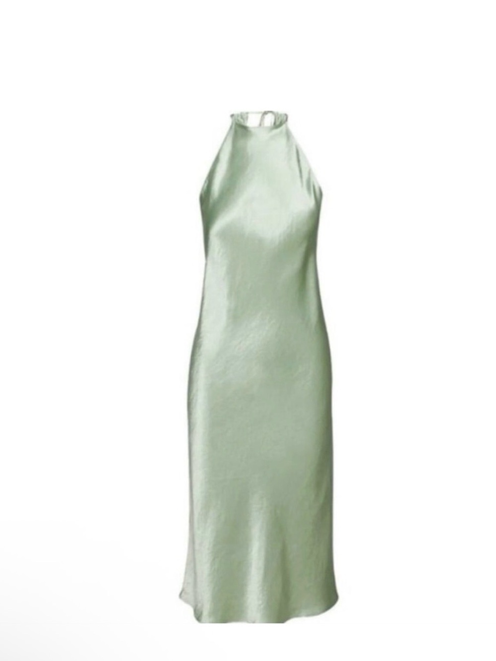 Babaton Satin Halter Maxi Dress in Sage Green
